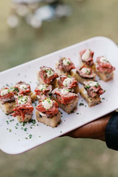 hors d'oeuvres on a serving tray
