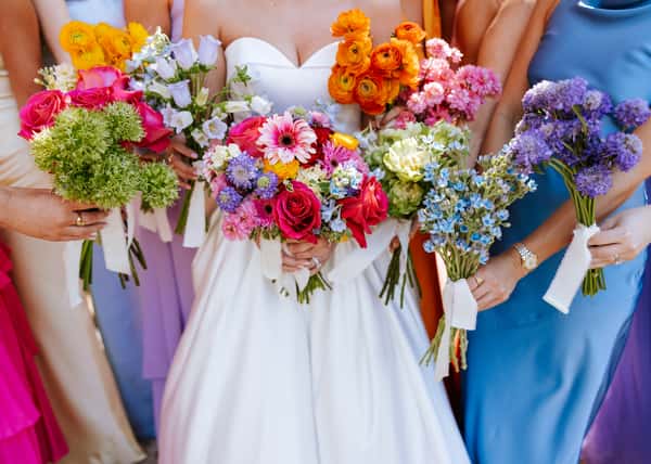 A bunch of floral bouqets