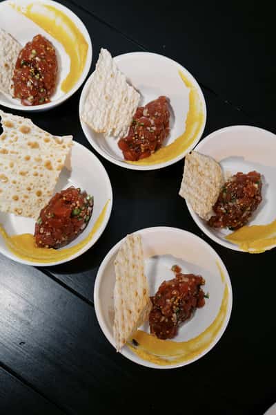 Steak tartare in bowls