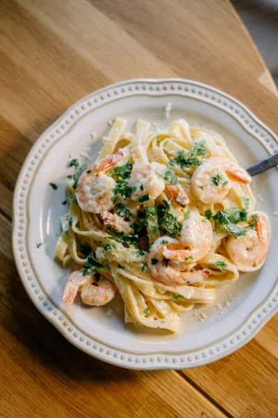 Fettuccine alla Panna with Shrimp