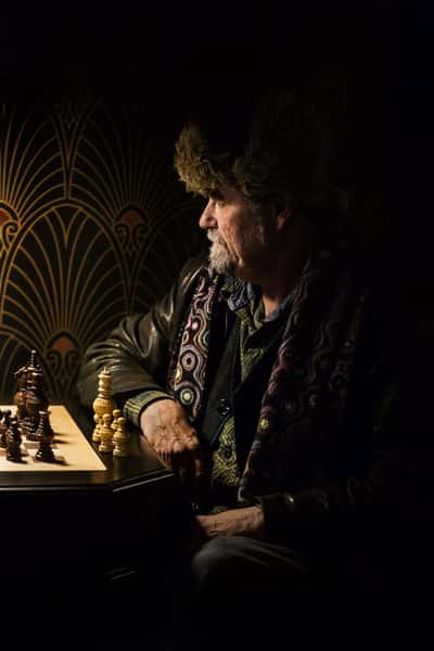 a man playing chess