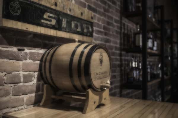 a wooden beer keg