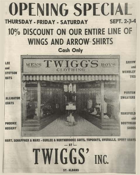 an old newspaper advertisement, with a coupon for twiggs