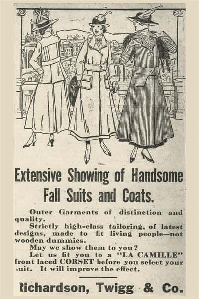 an old newspaper advertisement for fall clothes