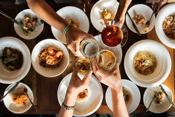 cheers'ing over food