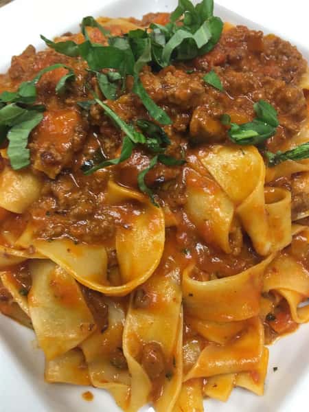 parperdelle pasta in meat sauce