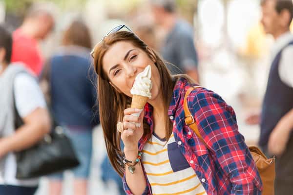 woman eating ice cream