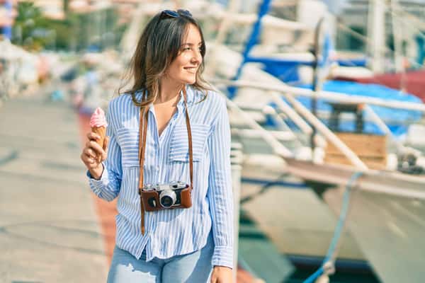 Woman holding an ice cream cone