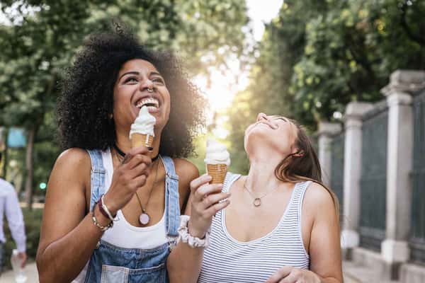 two women eating ice cream