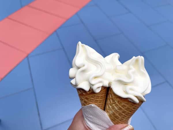 two ice creams in a cone
