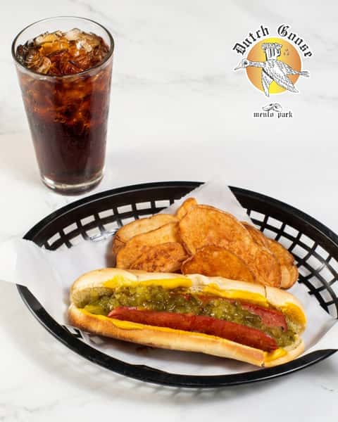 Simple. Classic. No overthinking required.
Quarter-pound all-beef hot dog on a jumbo bun, topped with relish and mustard, plus homemade chips on the side. Sometimes the basics just hit right.
Make your next meal an easy win with this classic.
#DutchGoose #MenloPark #MenloParkEats #BayAreaFoodie #SiliconValleyEats #PeninsulaFood #SupportLocal #Since1966 #GooseIsLoose #BurgersAndBrews