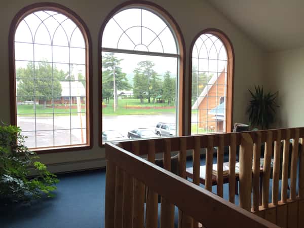 View from second story windows out to parking lot