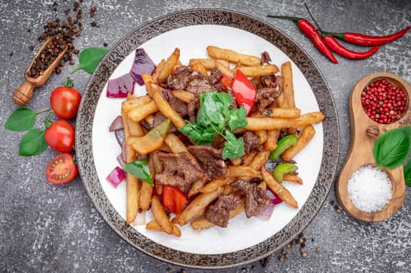 Central Asian stir-fried meat and potatoes at Laghman Express