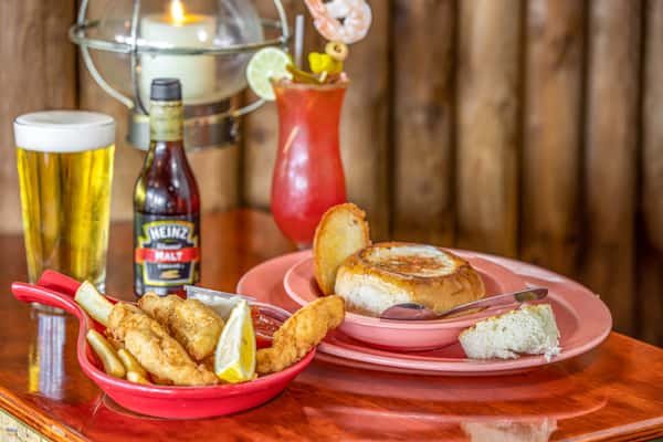 fish and chips with clam chowder