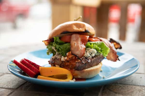 Habenero Face Punch Blue Cheese Bacon Burger