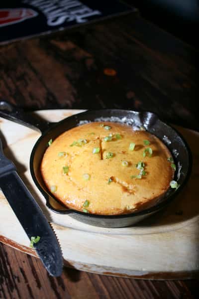 Skillet Cornbread Topped with Honey Butter