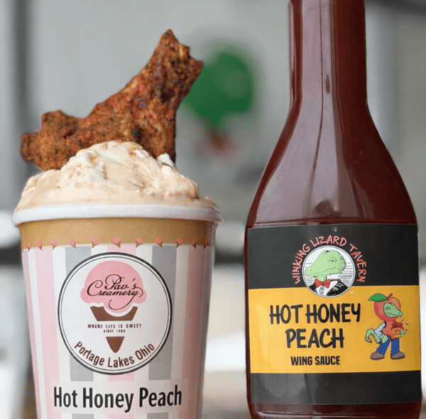 Hot honey peach ice cream