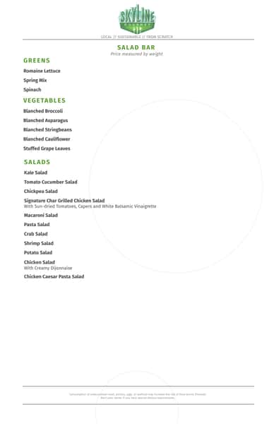 Salar Bar Menu