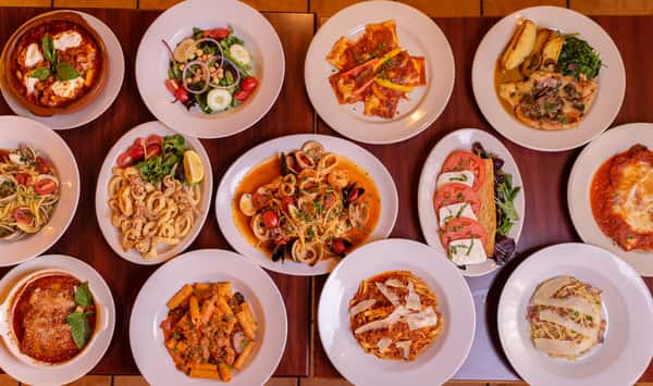 multiple dishes at Antico Forno -Lunch 7 days a week