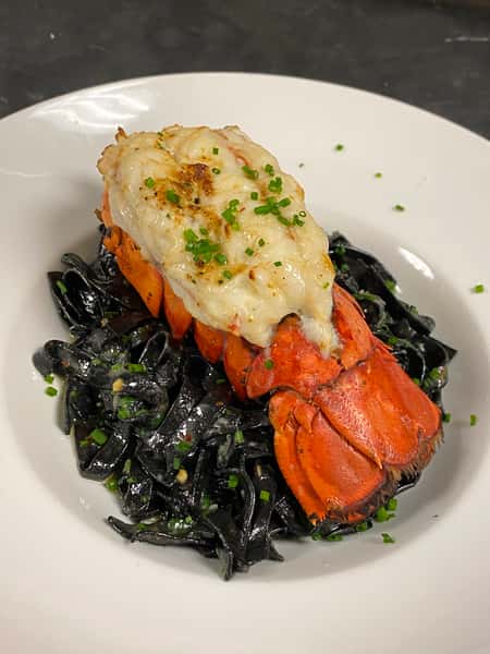 Squid Ink Linguini with Lobster Tail