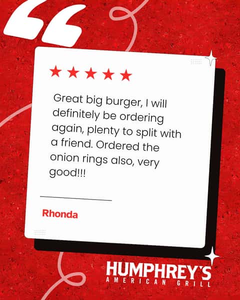We're so grateful for this amazing community! ⭐ Thank you for the kind words and steady support. Serving great food to great people is what we love most!
#HumphreysBarAndGrill #HuntsvilleTX #LocalLove