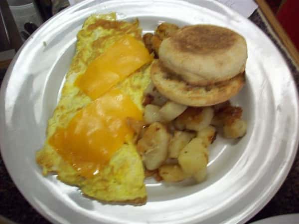 english muffin, eggs with cheese