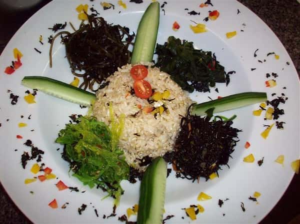 rice with cucumber and veggies