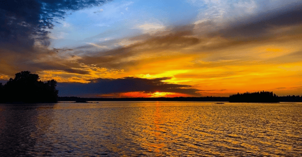 sunset over the water