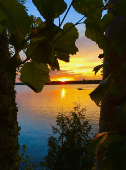 sunset over lake