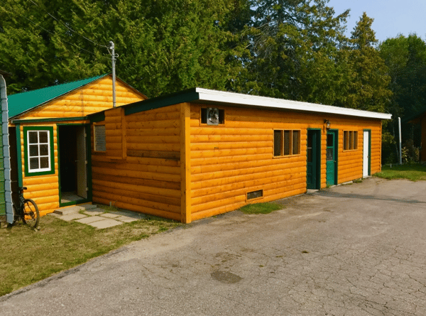 an outdoor view of a cabin