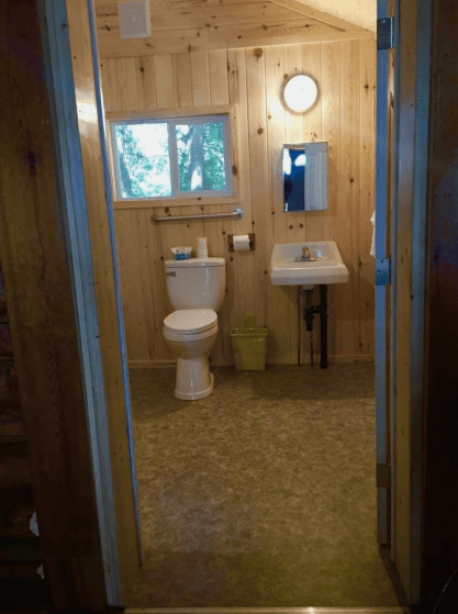 bathroom inside the cabin