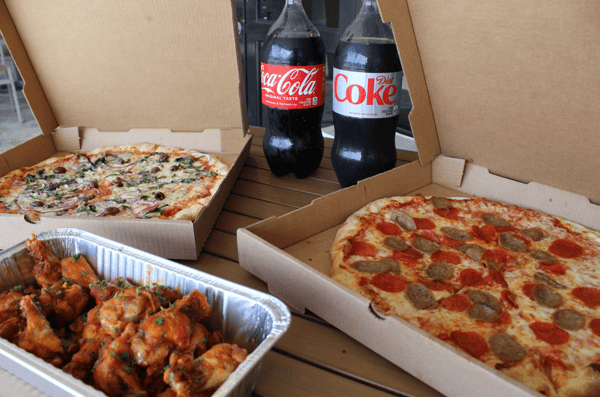 wings and pizza