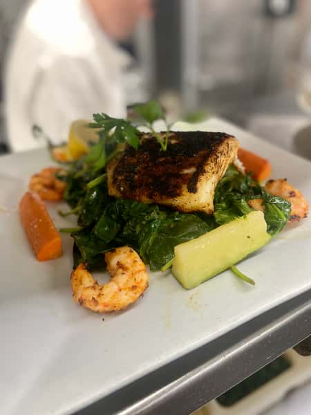 grilled fish and veggies