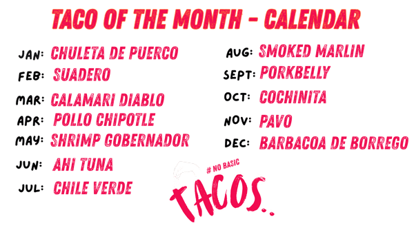 taco of month calendar