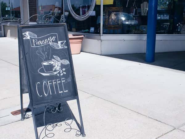 parengo coffee sign displayed outside