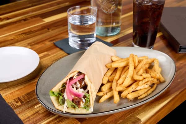 Grilled Chicken Wrap fries on side