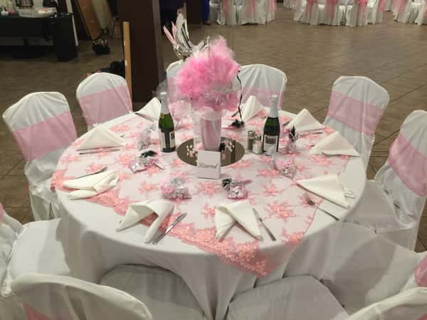 table decorated in pink