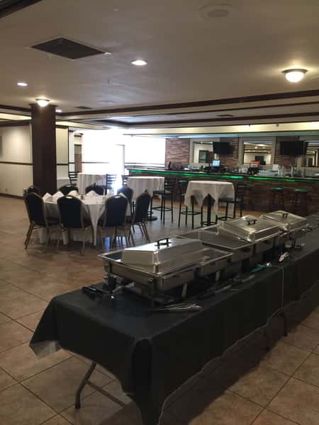 buffet tables with food