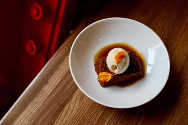Sticky Date Pudding caramel sauce, vanilla ice cream