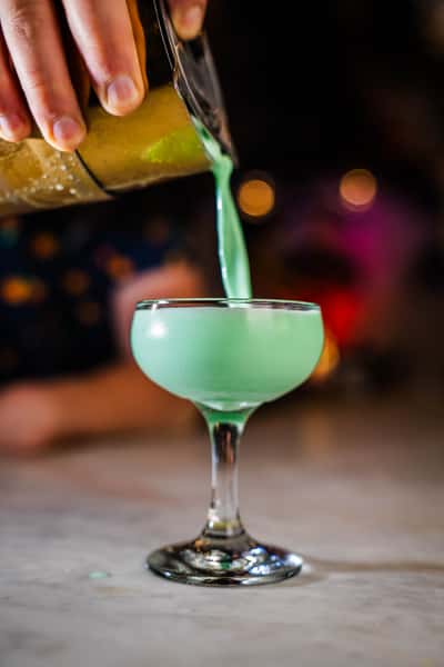 Grasshopper crème de menthe, white crème de cacao, cream