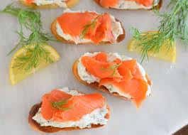 Smoked Salmon and Herb Cream Cheese Crostini