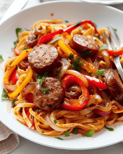 Linguini Sausage and Pepper