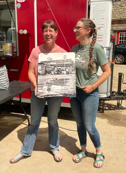 Kate and Sarah J Decker with tin type photo of star diner