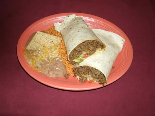 Burrito with rice and beans