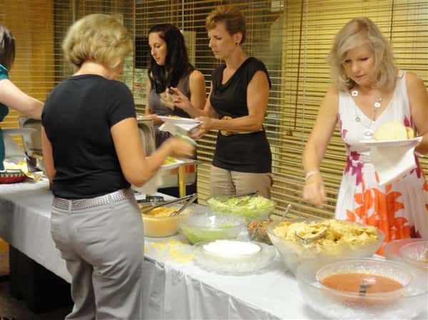 Catering table. People serving themselves