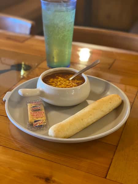 Cup Of Soup 1 Bread Stick and A Small Drink