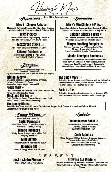 Hamburger Mary's Las Vegas Dinner Menu - Page 1