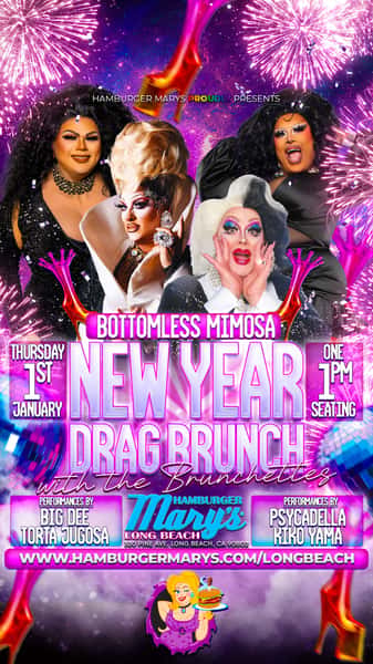 4 Drag performers with event title and event info