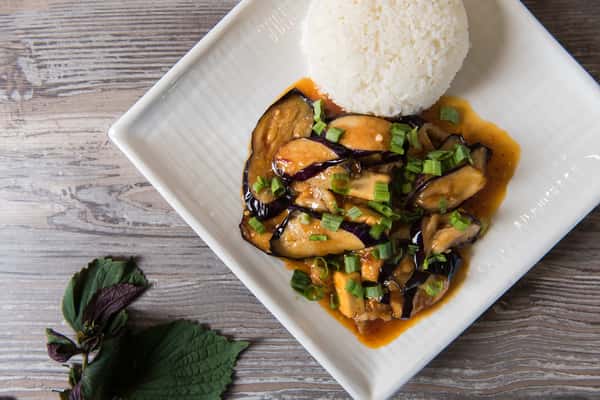 Eggplant & Tofu Delight Dining Menu The Purple Mint Vegan Bistro