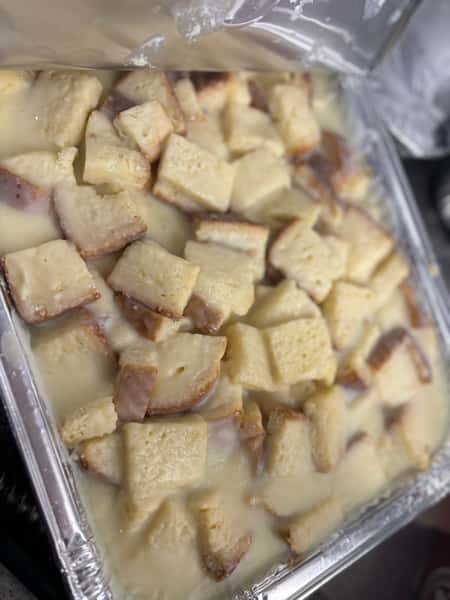 White choc bread pudding